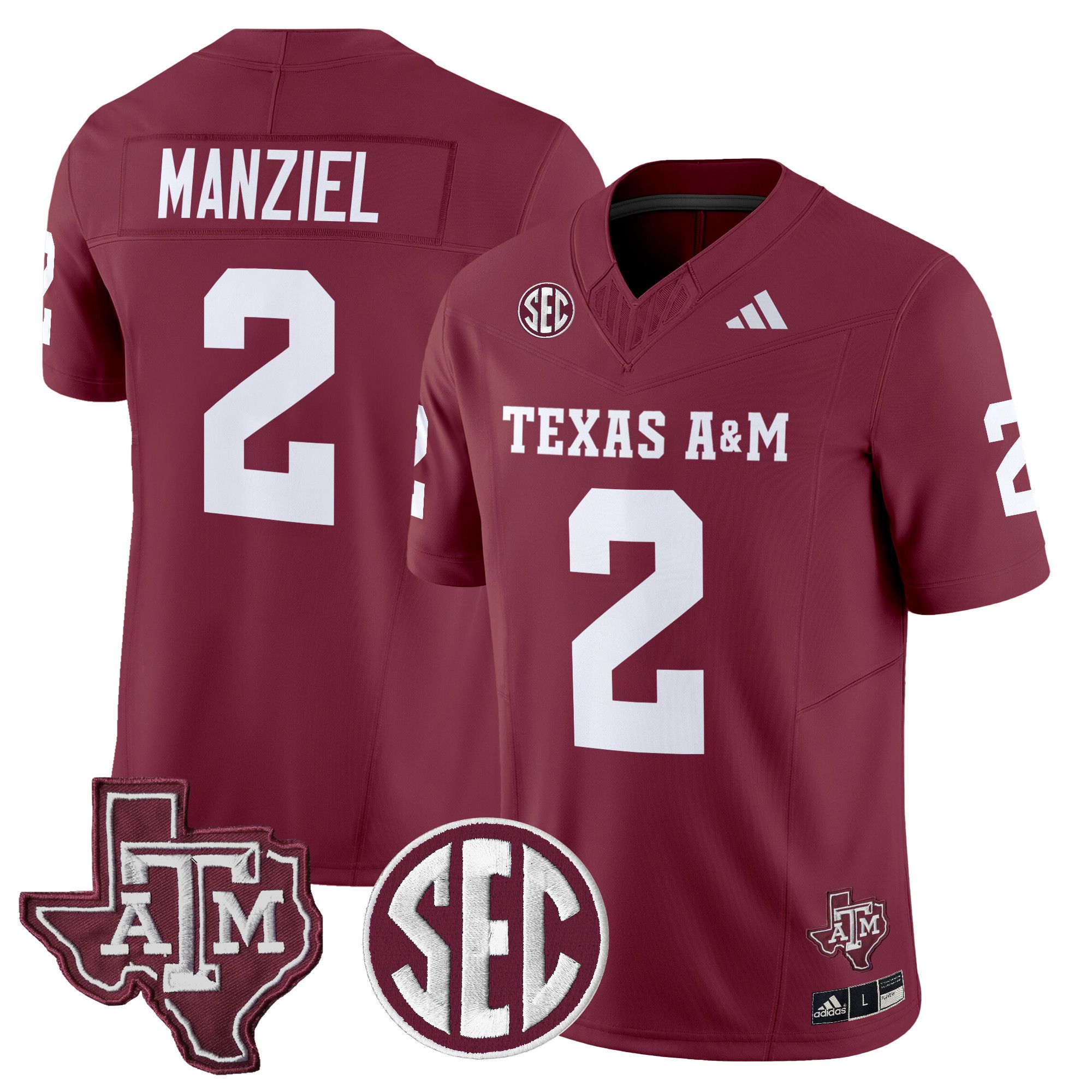 Men Texas A&M Aggies #2 Manziel Red 2024 Vapor Limited NCAA Jersey style 1